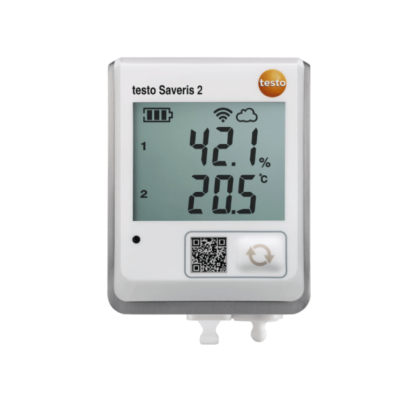 WiFi data logger with display and connectable temperature and humidity probe